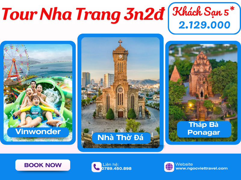 TOUR NHA TRANG 3 NGÀY - KHÁCH SẠN 5 SAO - TẶNG BUFFET HẢI SẢN + UỐNG BEER KHÔNG GIỚI HẠN